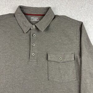 UNTUCKIT Polo Shirt Mens Large Matthieu Long Sleeve Button Flap Pocket Heathered